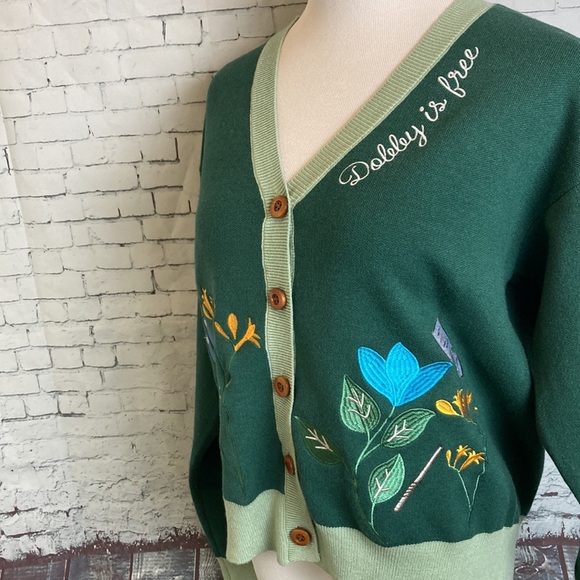 Box Lunch Harry Potter Dolby is free floral sweater cardigan jumper Sz M Fall - Picture 10 of 16